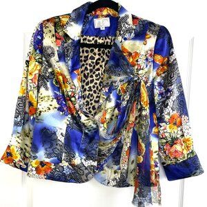 Alberto Makali Blazer 3/4 Sleeve 100% Silk Multicolor Jackets Size 10